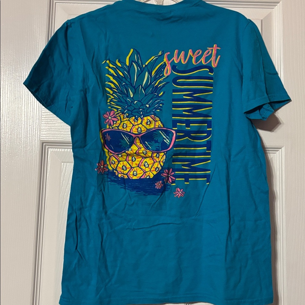 Gildan Softstyle Ring Spun teal Blue T-Shirt size small antebellum daring